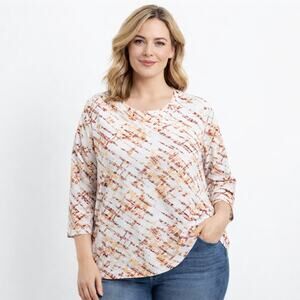 T-Shirt Woman Geo Whimsycore Y2K Brushstroke Lounge Casual Vacation Resort Sz L